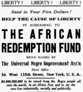 Advertisement from the Negro World Newspaper supporting the African Redemption Fund